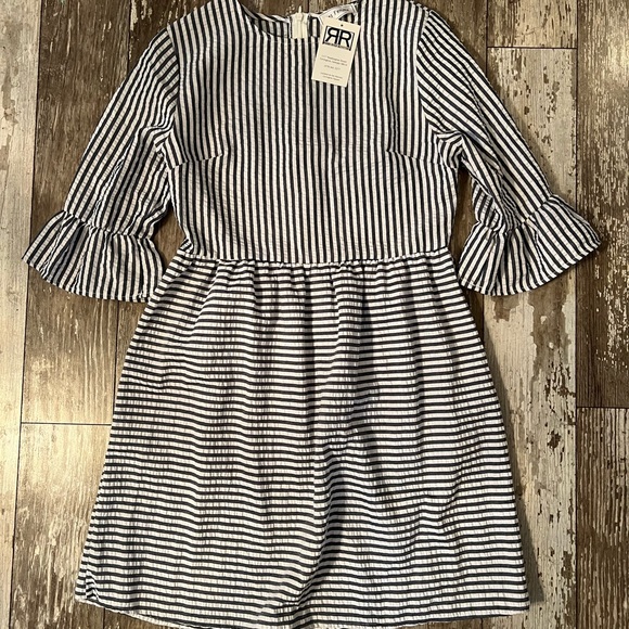 Navy Stripe Boutique Dress size M - Picture 2 of 4